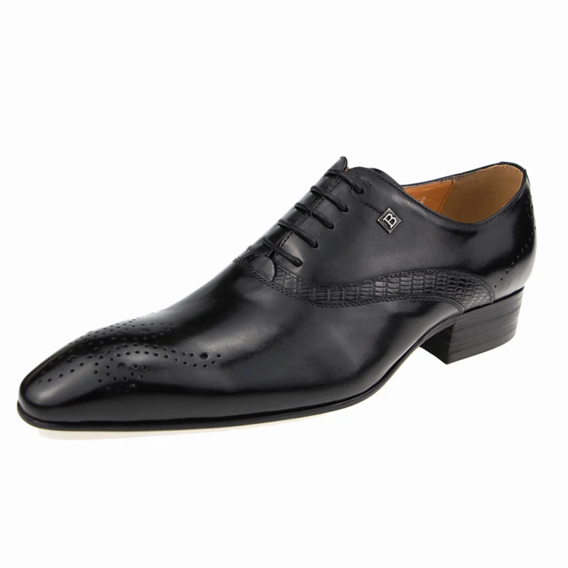 

2020 Shoes Men Wedding British Style Genuine Shoes for Lace Up Men Shoe Leather Sapato Dress Office Mens Shoe Lace-up Adult