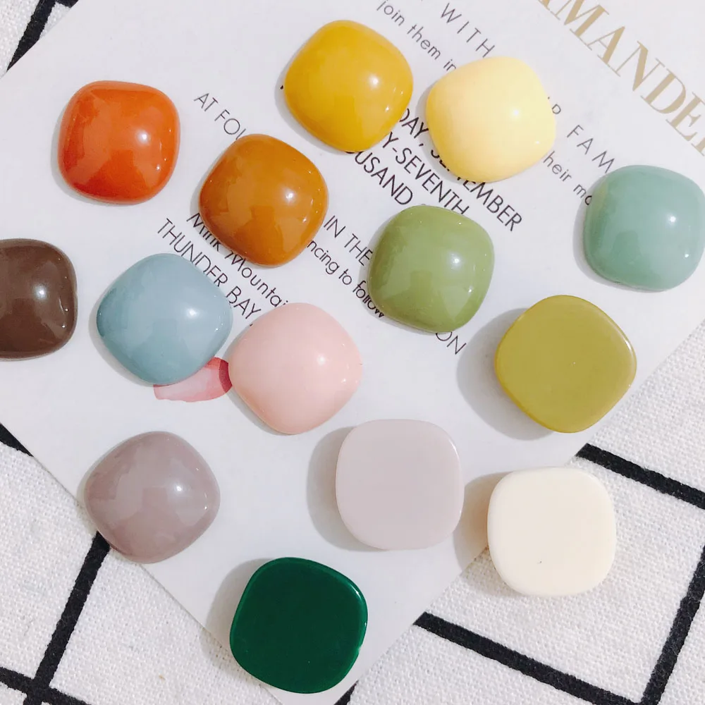 

DIY new square candy color solid color earrings fashion patch earrings earrings material accessories 10pcs
