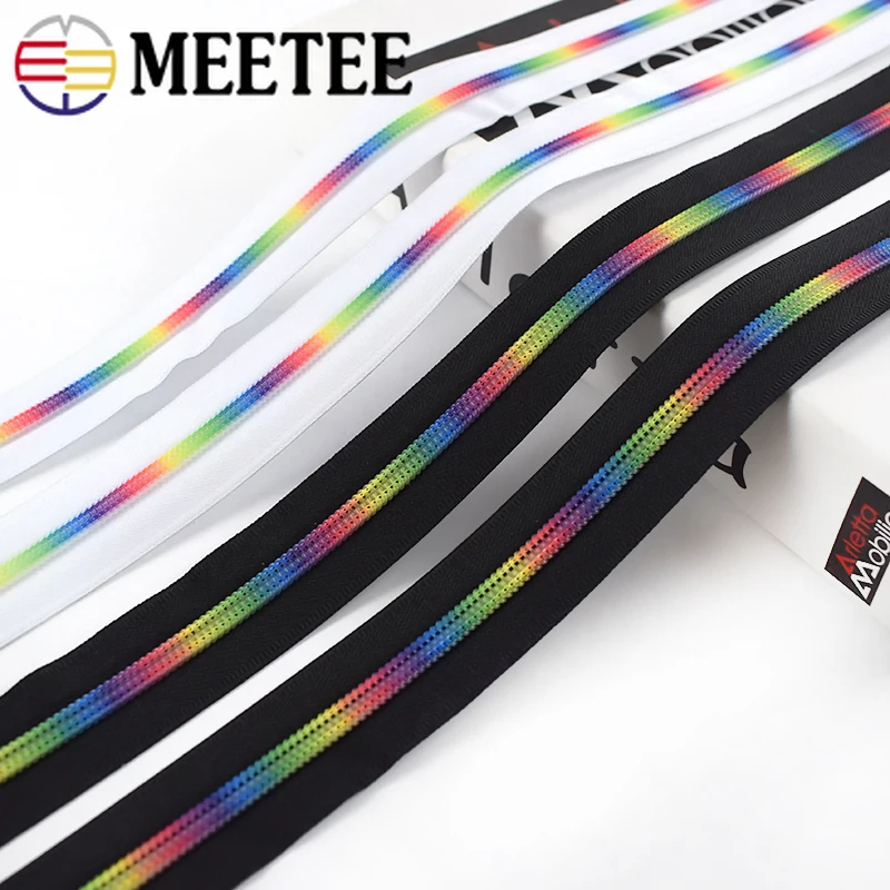 Meetee 2/5/10meters 5# Nylon Colored Tooth Zipper Black White Cloth Code Loading DIY Home Textile Bag Sewing Accessories|Молнии| |