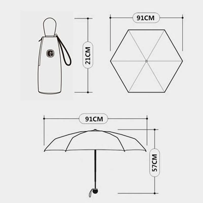 

umbrella Windproof Sun Small Umbrella ladies mini umbrella rain and rain black plastic sunshade sun umbrella 6k