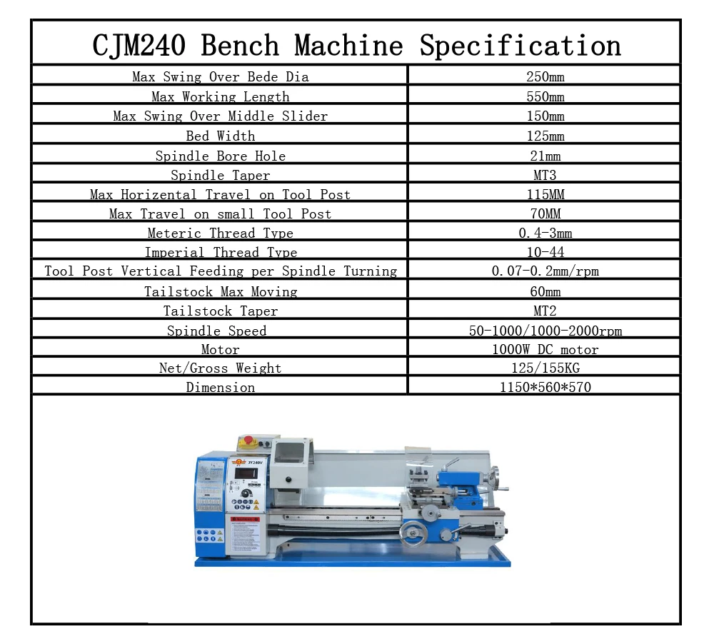 WM240 токарный станок для шлифовки/Токарный станок из нержавеющей стали/1000 Вт DC мотор токарный станок