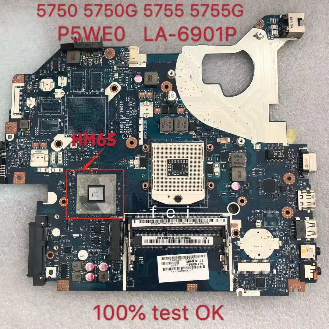 Материнская плата для ноутбука ACER Aspire 5750 5750g 5755 5755g материнская плата для ноутбука P5WE0 LA-6901P DDR3 ТЕСТ ОК