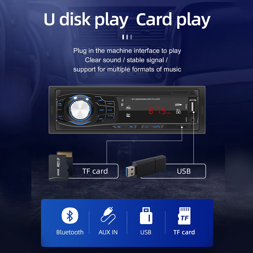 1 din car stereo fm radio headunit support with remote control car radio rca audio subwoofer usb mp3 player bluetooth auto parts free global shipping