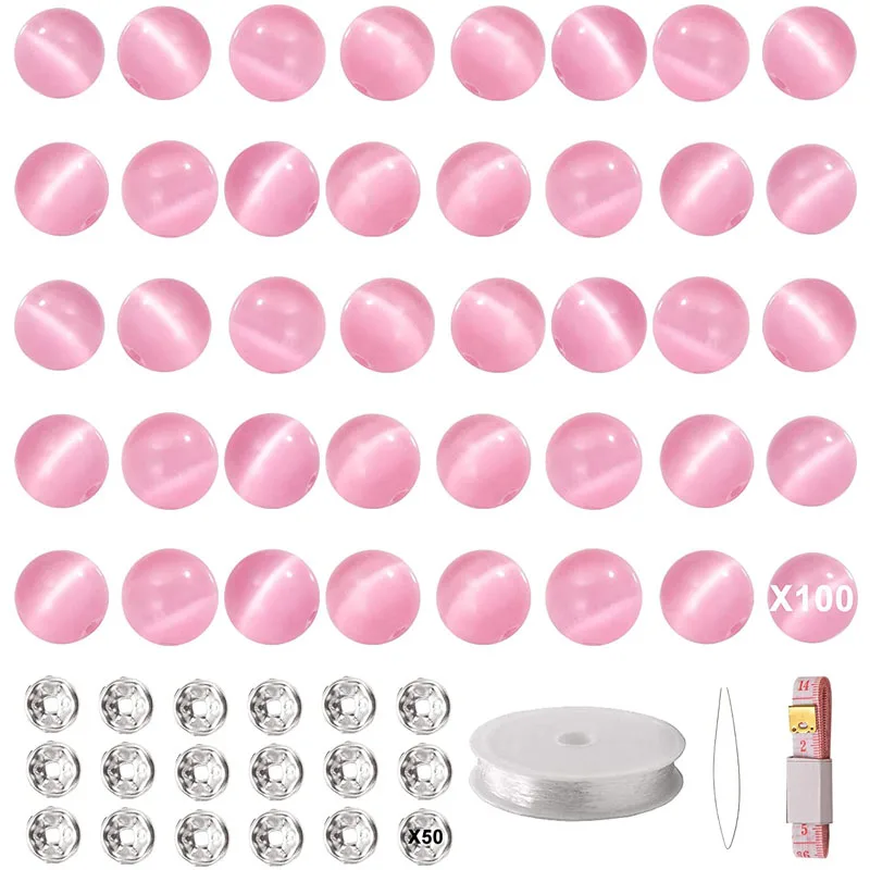 

100 шт. 8 мм Синтетические круглые бусины кошачий глаз, зеркальные стеклянные бусины, 50 шт. бусины-разделители, эластичная нить