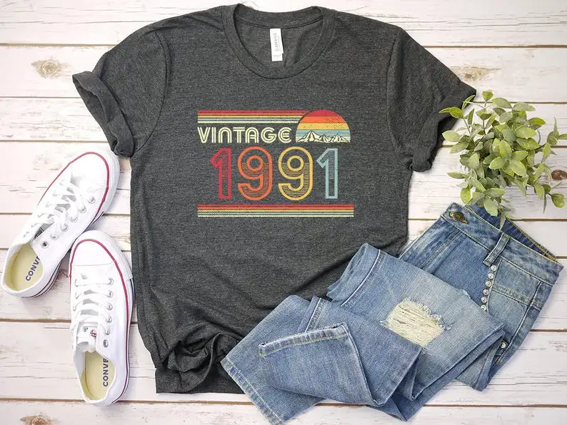 

Vintage 1991 T-Shirt, 30th Birthday Shirt, 1991 Vintage Birthday Gift, t shirt for women women clothing goth aesthetic