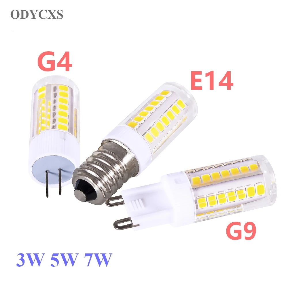 

LED 220V corn light 3W 5W 7W LED bulb E14 G4 G9 ceramic chandelier household lighting SMD2835 spotlight instead of halogen lamp