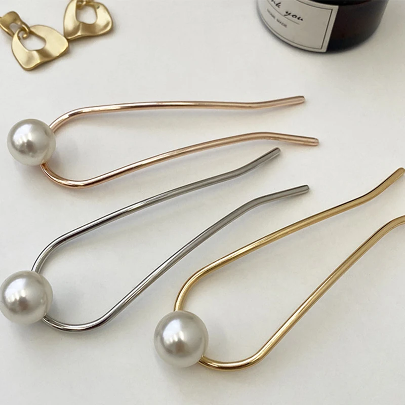 

Fashion Women Simulated Pearl U Shape Hairpins Metal barrette Clip bridal Hair accessories Wedding Hairstyle Design Tools