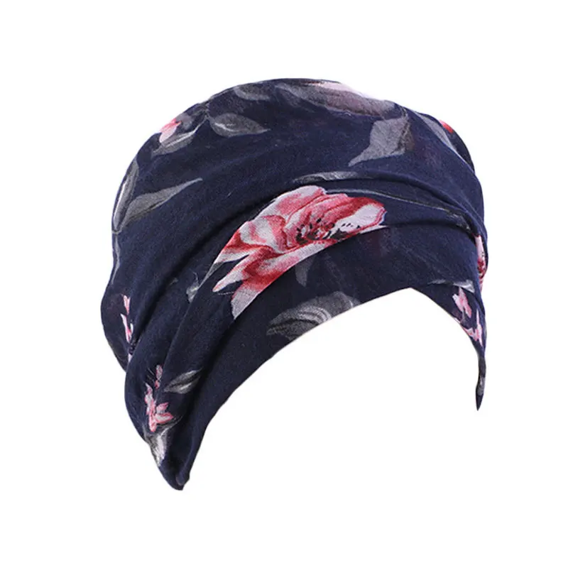 

2021 New Fashion Bandanas Women Scarf Hat Twist Hijab Bonnet Cap High Elasticity Flower Square Scarf Headbands Muslim Cap