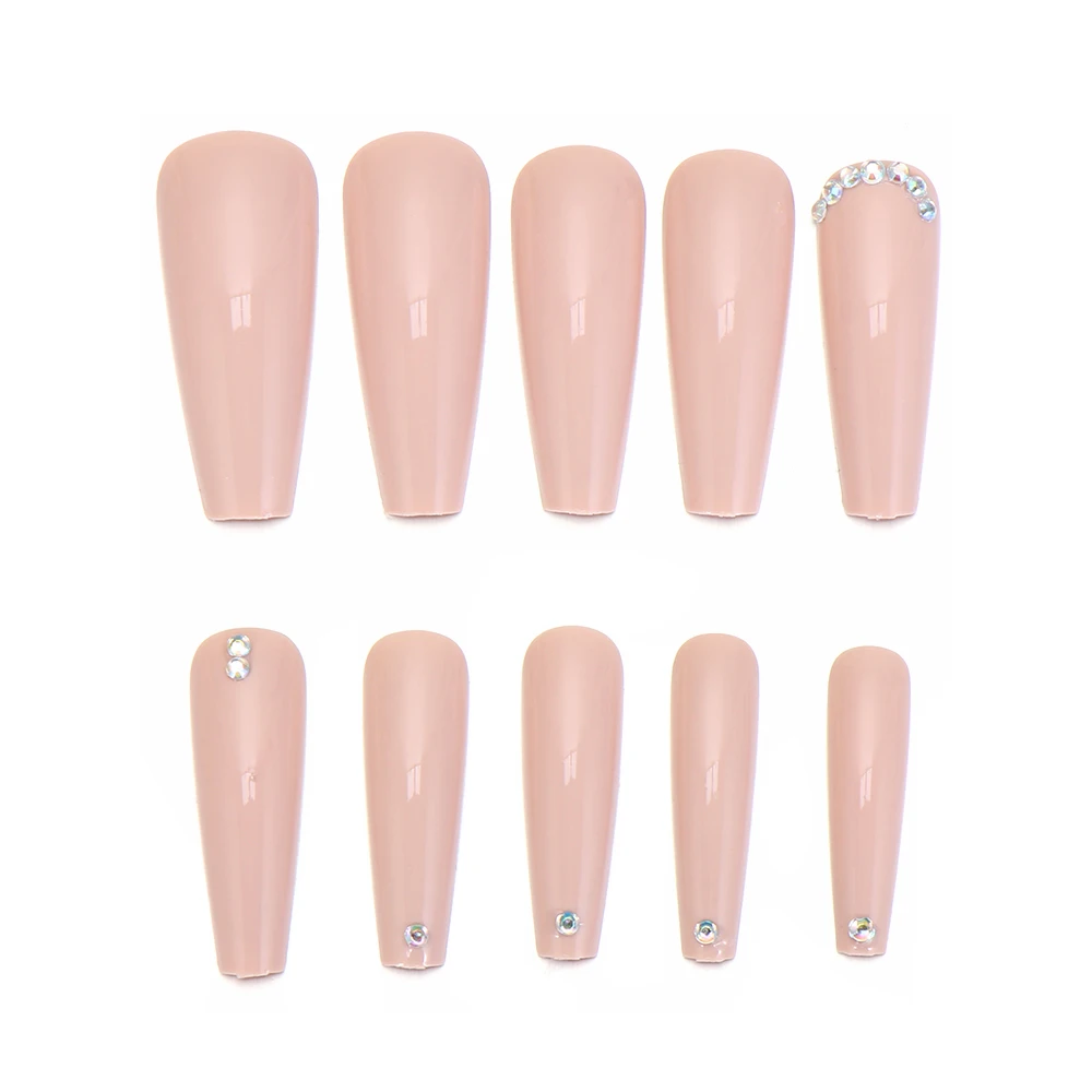 24 шт. блестящие Длинные накладные ногти балерины с бриллиантовым дизайном