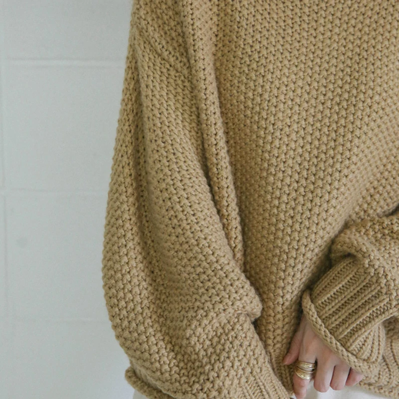 

Japan Style Fashion Women's Colthing Crimping Turtleneck Thicken Coarse Sweater Autumn Winter 2020 Loose Knit Coat Female