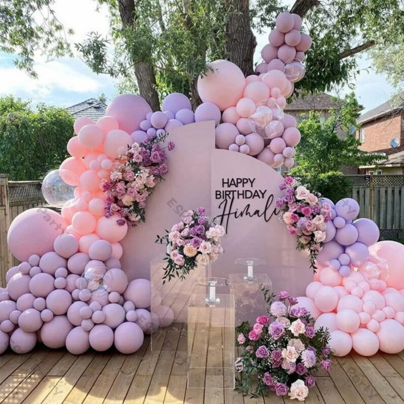 

230 шт. пурпурные латексные воздушные шары, гирлянда из искусственных элементов, прозрачный шар Bobo, украшение для девушки и невесты