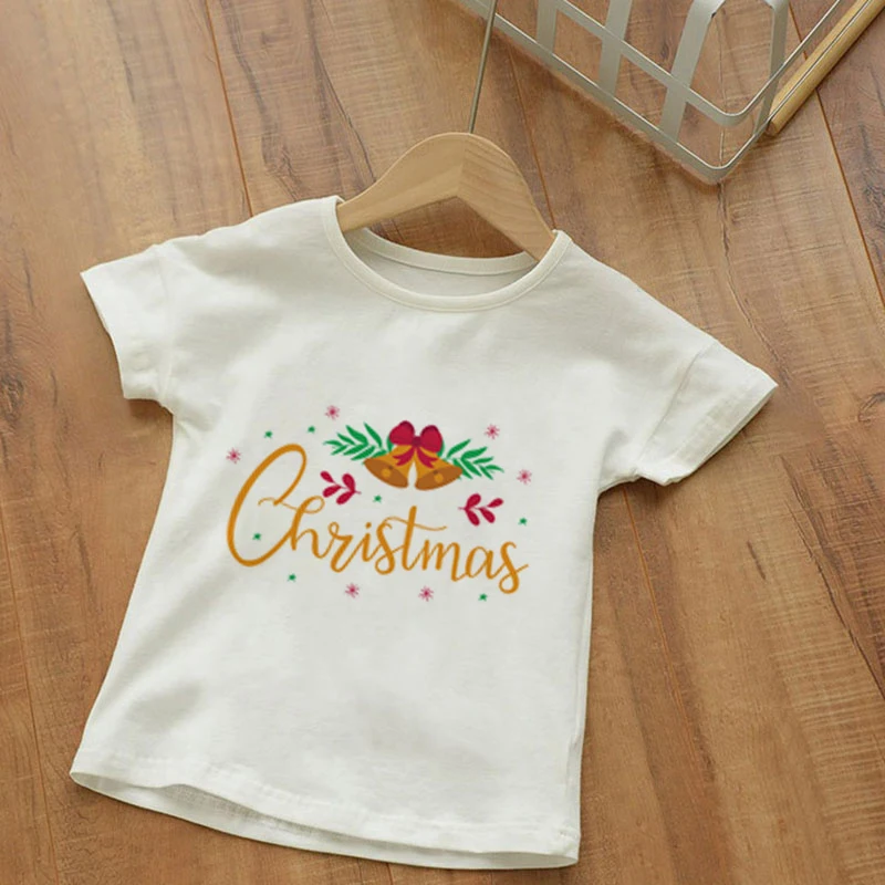 

Young Children's Baby Animation Clothing 2021Summer New Printed Cartoon Clothes Short Sleeve Little And Girls Christmas Letters