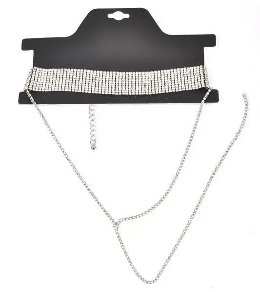 Прямая поставка Bling, со стразами и кристаллами чокер колье массивные золотые серебряные цвета Короткие ювелирные изделия для женщин