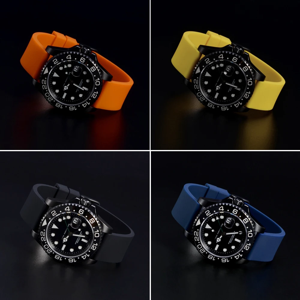 Anbeer  Rubber Watch Strap 18mm 20mm 22mm 24mm Silicone Replacement Band,Black Orange Blue Yellow Bracelet for Men Women Boys