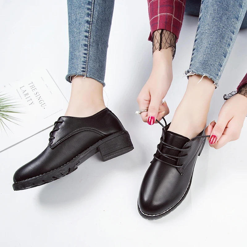 2019 г. модные весенне осенние оксфорды на плоской подошве женская обувь новая из