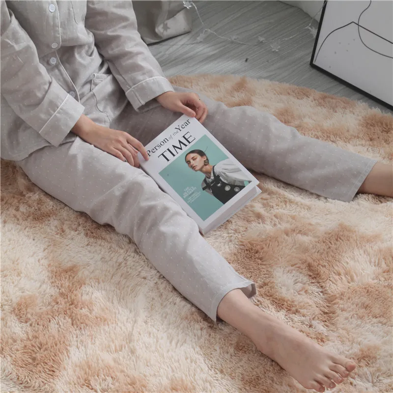 Моющийся ковер для спальни с длинными волосами гостиной новый круглый в