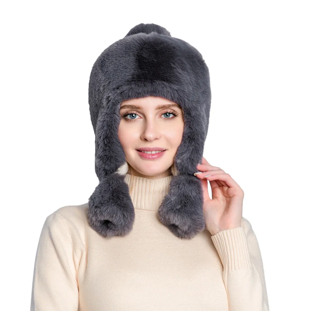 Женская зимняя плюшевая шапка из искусственного густого меха защита для ушей