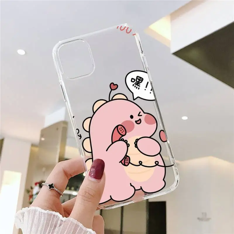 

Cute Animal Dinosaur Couple Phone Cases Transparent soft For iphone 5 5s 5c se 6 6s 7 8 11 12 plus mini x xs xr pro max