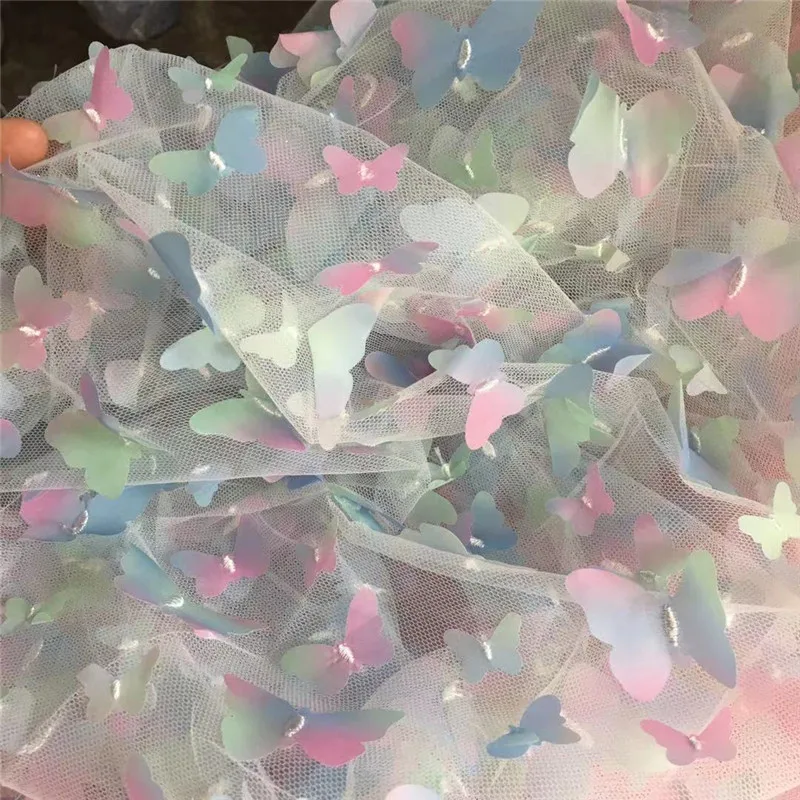Кружевная ткань с 3d-аппликацией в виде бабочки 1 ярд шириной 130 см градиентные