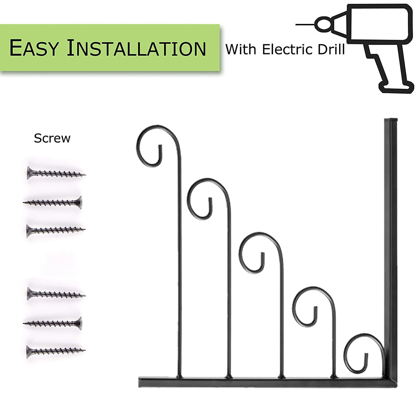

3pcs/pack Strong Bearing Hanging 5 Hooks Iron Easy Install With Screws Home Wall Mounted Bedroom Bathroom Coat Hanger Rack