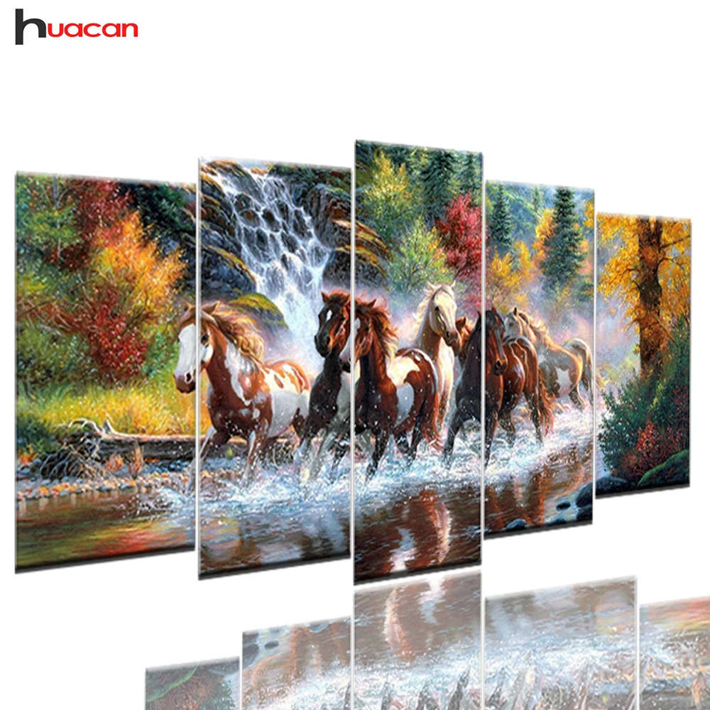 Huacan DIY полностью квадратная Алмазная картина &quotбегущая лошадь&quot мульти-картина