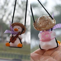 car pendant cute anime little duck swing auto rearview mirror hanging ornaments interior decoraction accessories for girls gifts