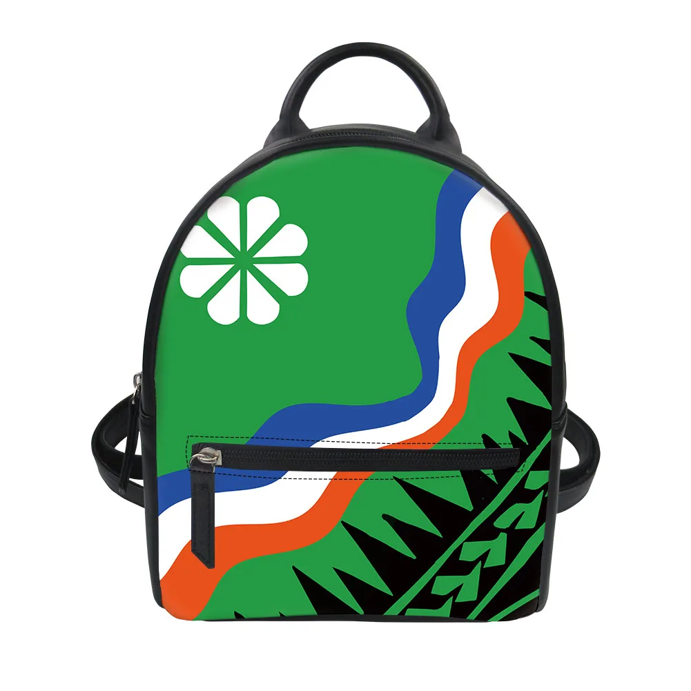 

ELVISWORDS Women Casual PU Backpack Polynesian Tribal Mini Zipper Travel Bag High Quality Durable Sack For Teen Girls
