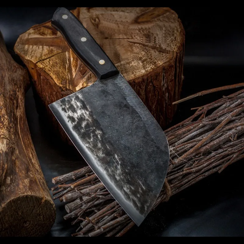 

Full Tang Chef Knife Handmade Forged High-carbon Clad Steel Kitchen Knives Cleaver Filleting Slicing Broad Butcher knife