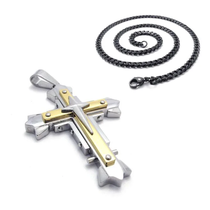 EDC самообороны Титановая Сталь золотой крест ожерелье браслет вращающийся из