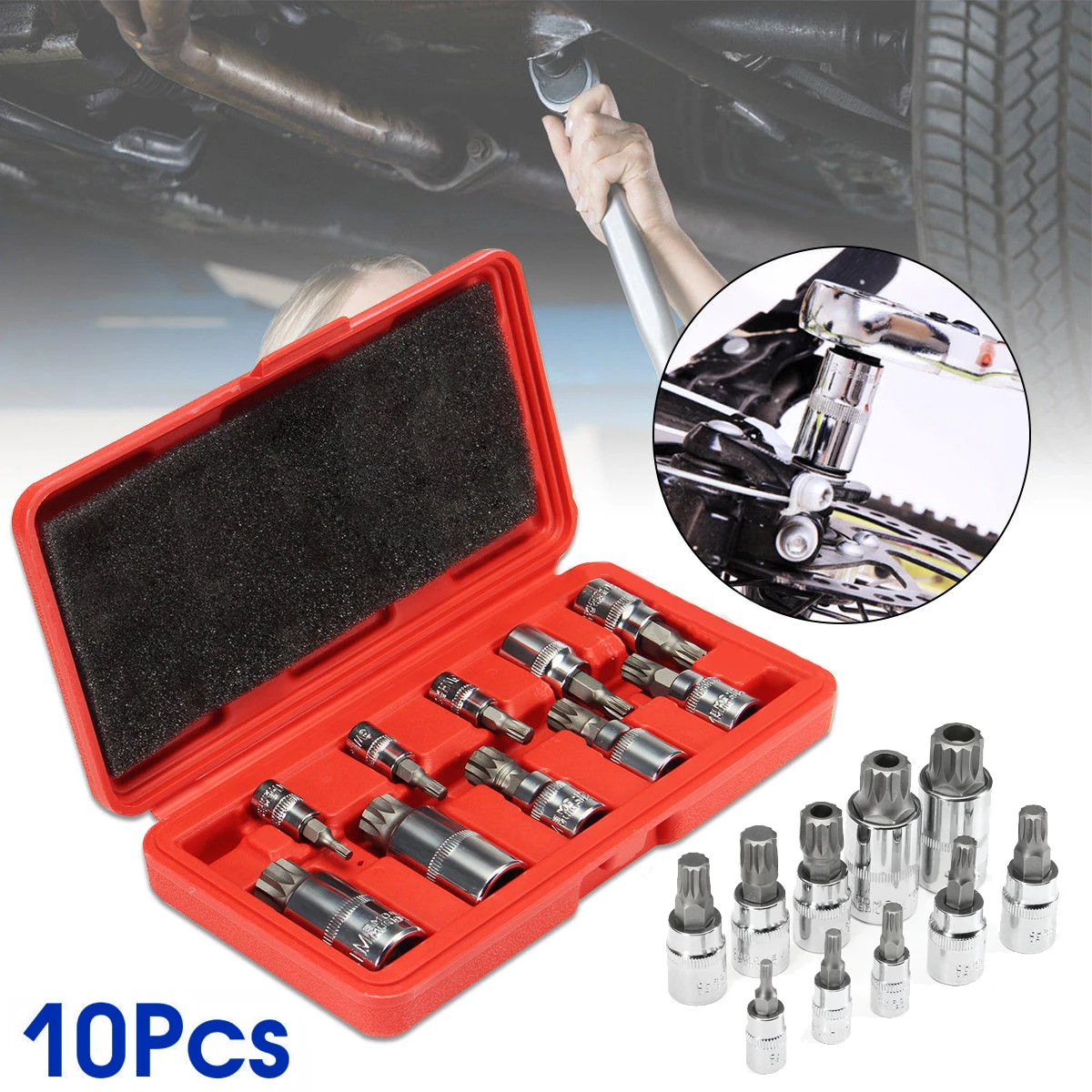 

10pc Bit Socket Set XZN 12 Point MM Triple Square Spline Tamper Proof Bits