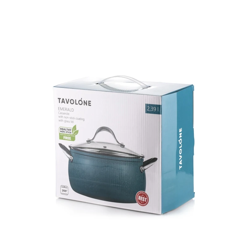 Кастрюля с антипригарным покрытием со стеклянной крышкой 18см TAVOLONE Emerald | Дом и сад