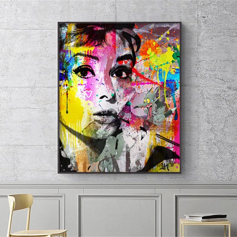 

Modern Pop Street Artwork Hepburn Canvas Poster F1 Racing Car Wall Art Painting Picture for Home Living Room Decoration Unframed