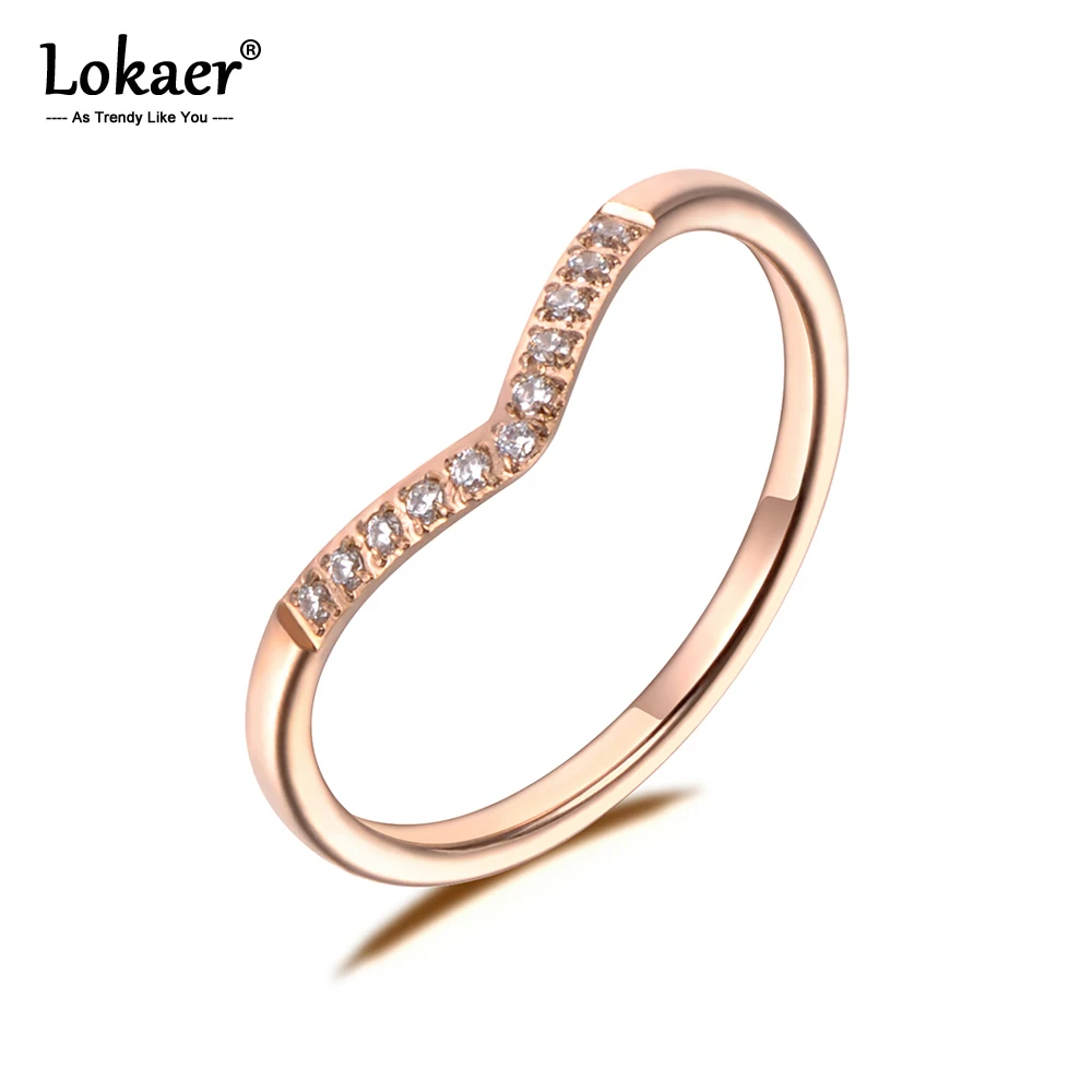 Lokaer винтажные свадебные кольца в форме буквы с AAA CZ Прозрачный кристаллический