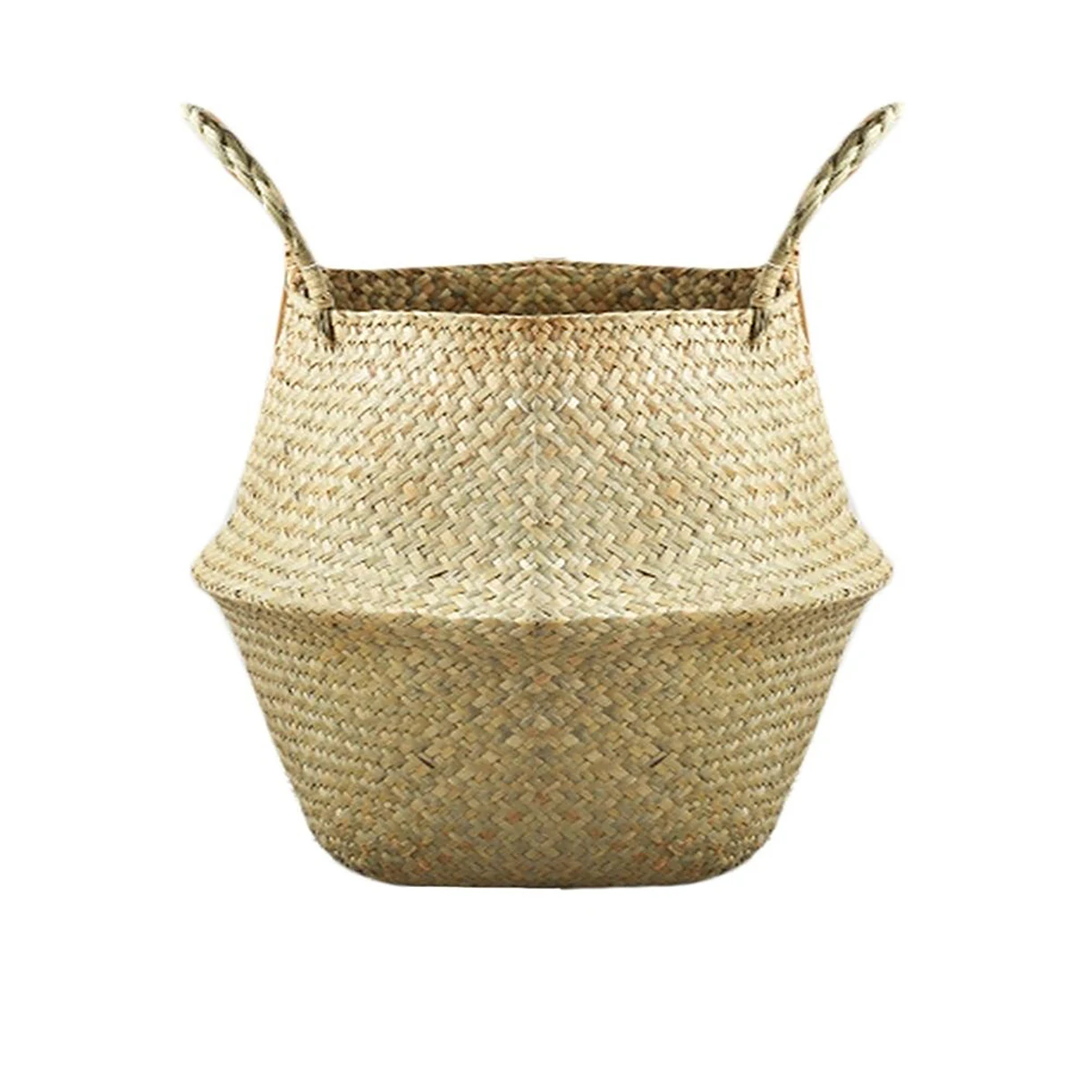 

new Foldable Natural Seaweed Woven Straw Basket Storage Pot Garden Flower Vase Hanging Picnic Basket Storage Basket