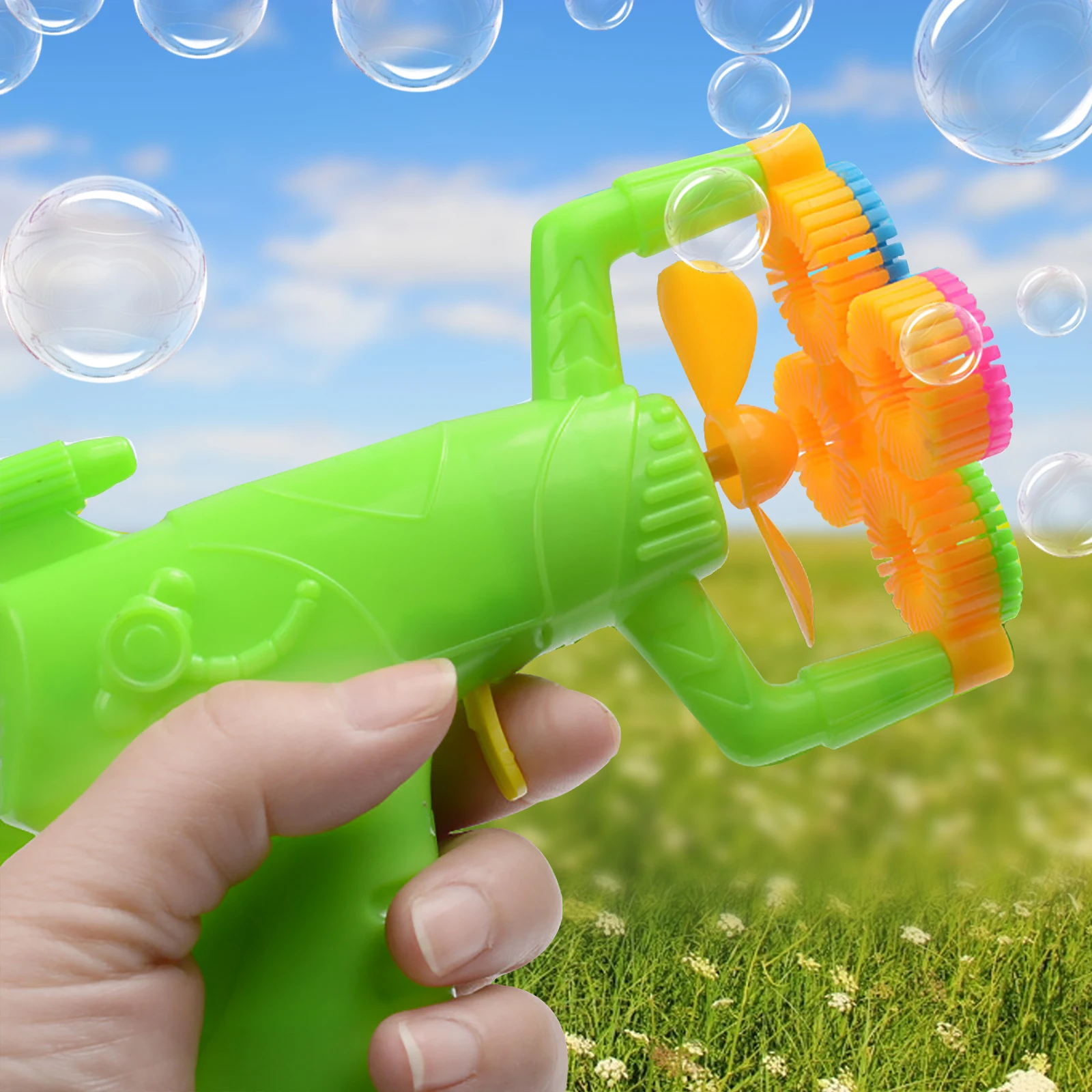 

Children's toy bubble machine toy 4-hole automatic bubble machine sports develop For Outdoor Summer Children Toys Birthday Gift