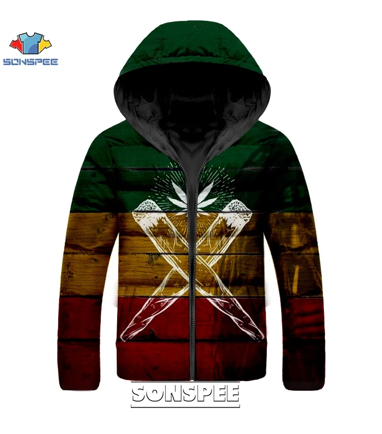 SONSPEE Hot Bob Marley Reggae Singer Harajuku 3D Print Hip hop Down Jacket Men women Funny Winter Warm Streetwears Jacket Female