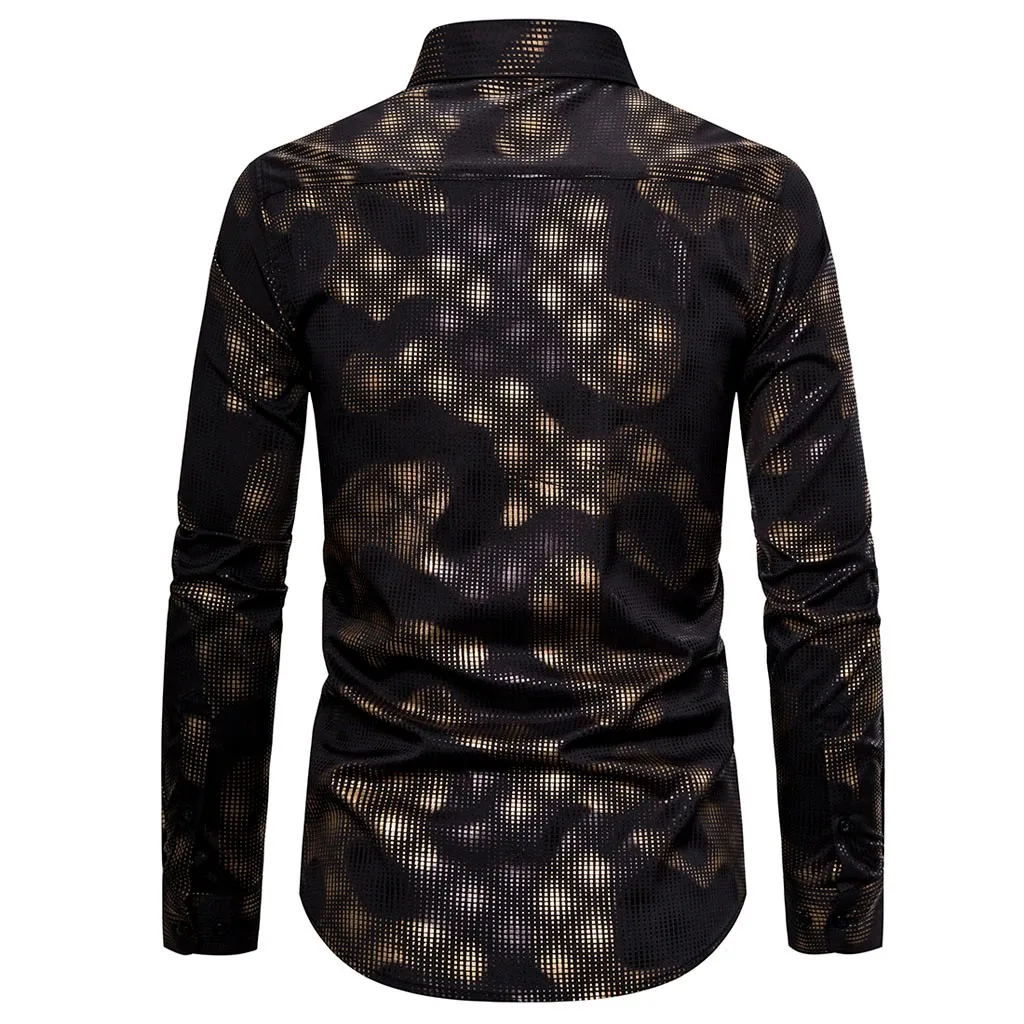 Men Ethnic Style Vintage Print Slim Long Sleeve Dress Shirt Blouse Tops Shirts camisa social masculina chemise homme hawaiian | Мужская