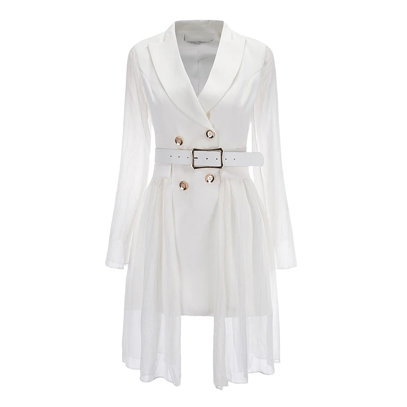 

Женский двубортный Блейзер, однотонный двубортный пиджак-накидка, с английским воротником и длинным рукавом, черного и белого цветов, средн...