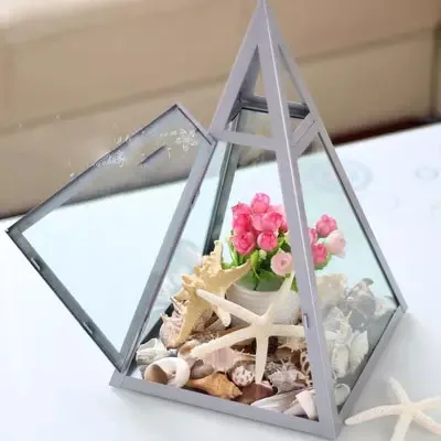 Геометрический стеклянный цветочный подсвечник в европейском и американском