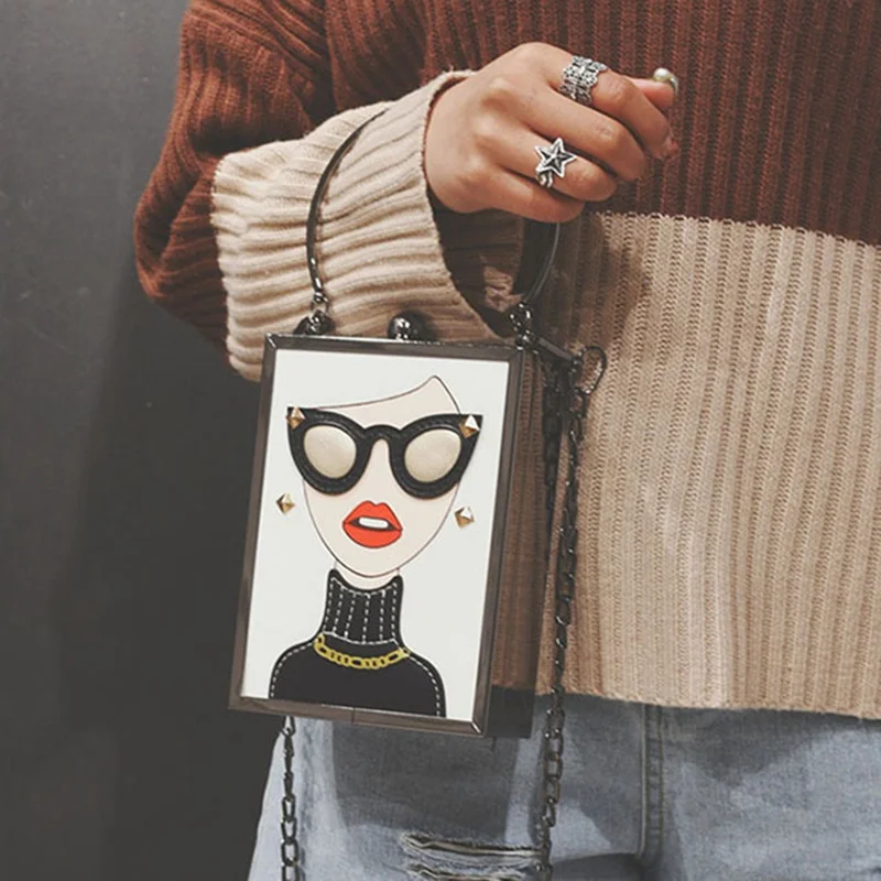 New 2019 Women Acrylic Evening Bags Luxury Ladies Handbags Fashion Female Mini Party Purse Clutch Glasses Girls Chain | Багаж и сумки