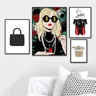 Современная модная женская Картина на холсте с духами, настенные художественные плакаты и принты в скандинавском стиле, настенные картины для украшения гостиной и спальни