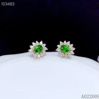 kjjeaxcmy 925 sterling silver inlaid natural diopside earrings new classic girl ear stud support test