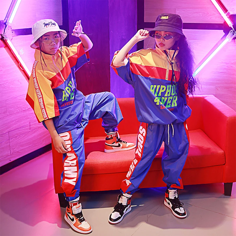 

Unisex Hip Hop Jazz Dance Costumes For Kids Stage Outfits Children Street Dance Clothes For Girls Costume Danse Enfant DL4382