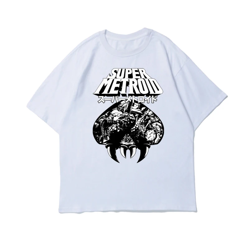 

2021 Men's Super Metroid Japanese T Shirts Samus Wars Aran Prime Snes Ridley Zebes Game Cotton Short Sleeve Oversized Tees