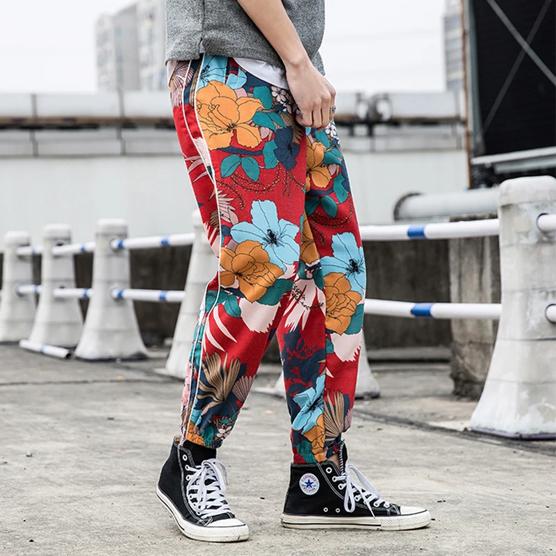 

Fashion Graffiti Printed Pants Mens Casual Spring Summer Hip Hop Painted Straight Pants Men New Streetwear Trousers