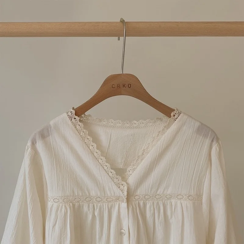 

Women's Shirts Long-sleeved Blouse Pure Color Stitching Comfortable Fashion Casual V-neck Spring and Summer