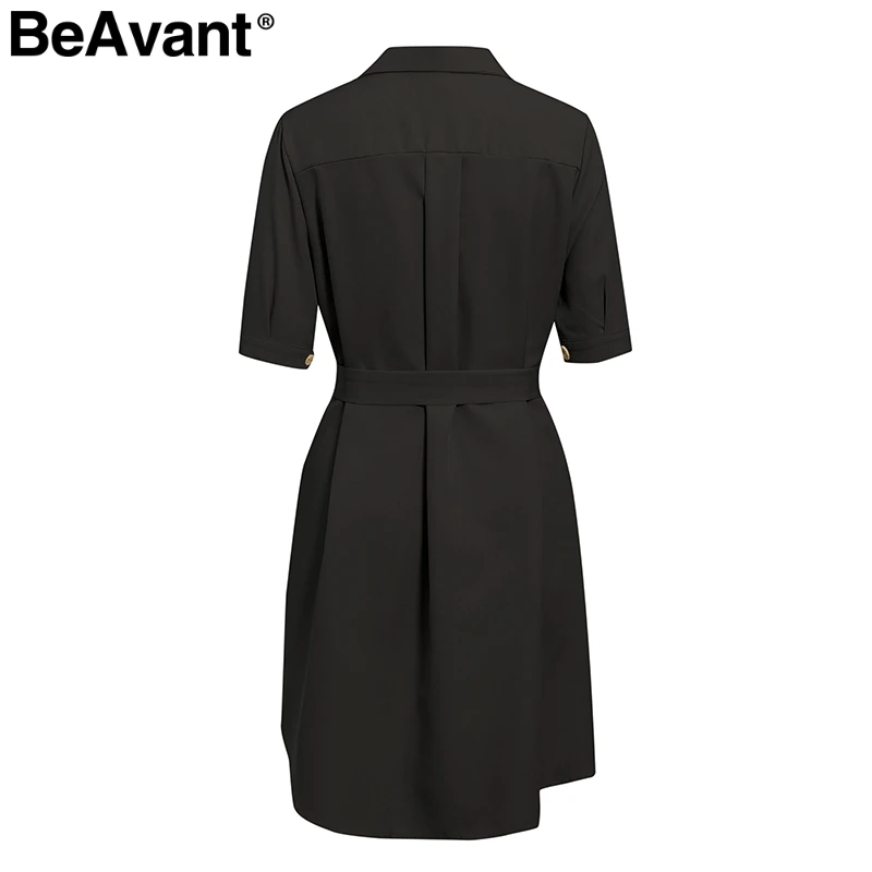 BeAvant Double breasted women blazer dress Elegant half sleeve sash belt female work dresses Chic autumn office ladies vestidos | Женская