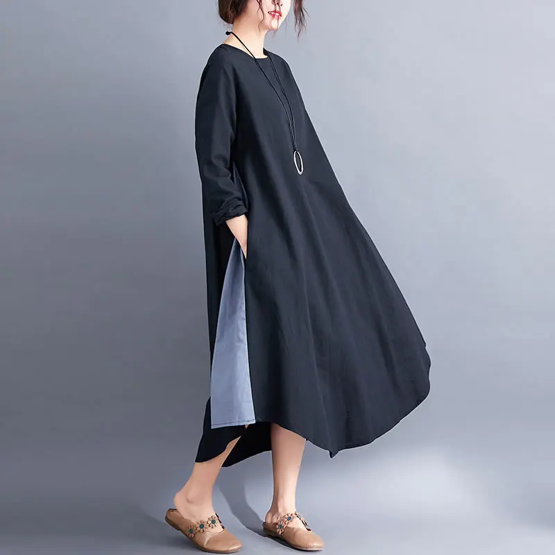 XITAO/осеннее винтажное платье-миди в Корейском стиле с круглым вырезом коллекция