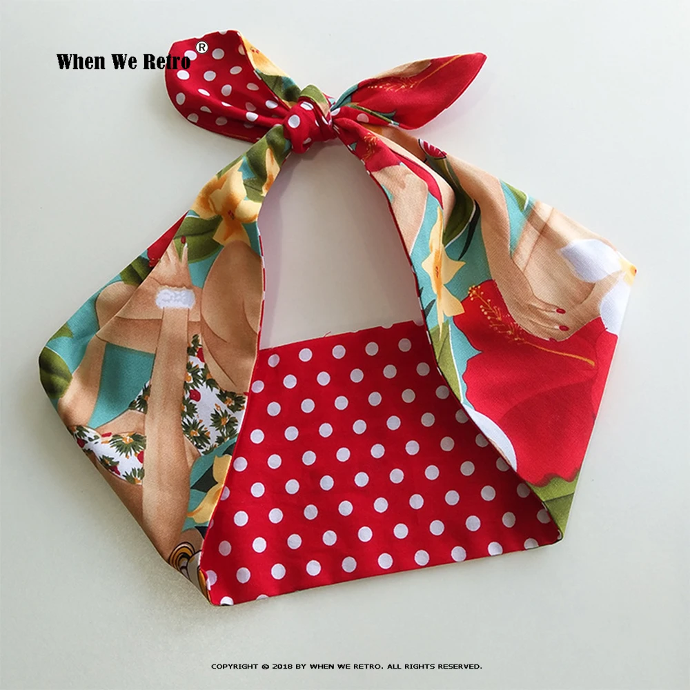 В стиле ретро с цветочным принтом заячьи ушки Налобная повязка металлической