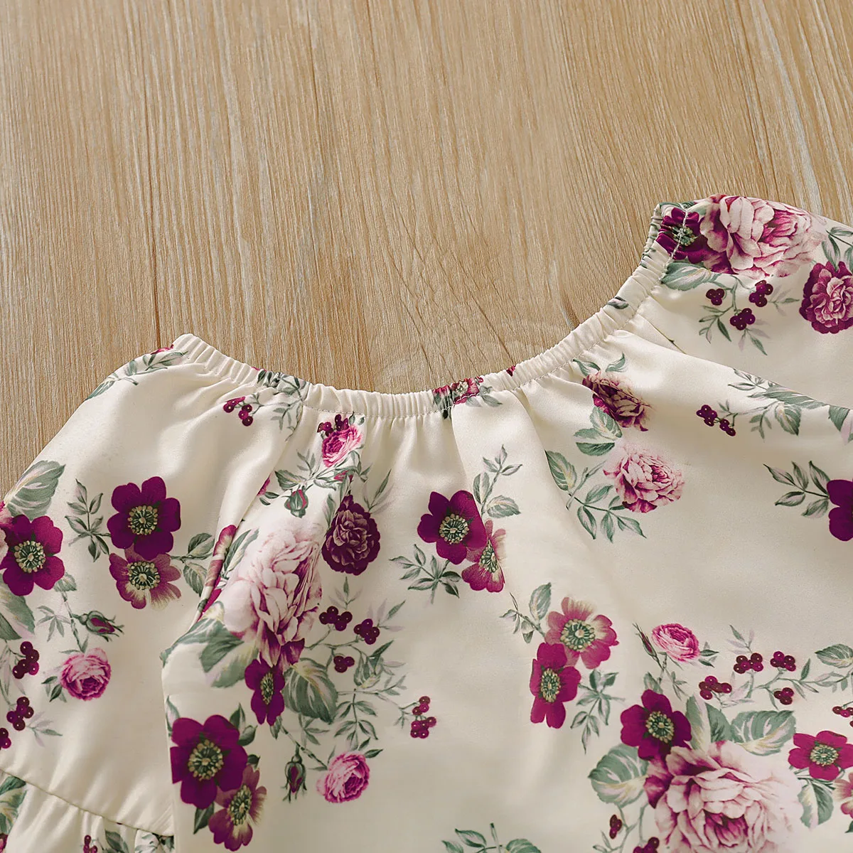 Emmababy детская блузка с цветочным принтом и длинными расклешенными кружевными